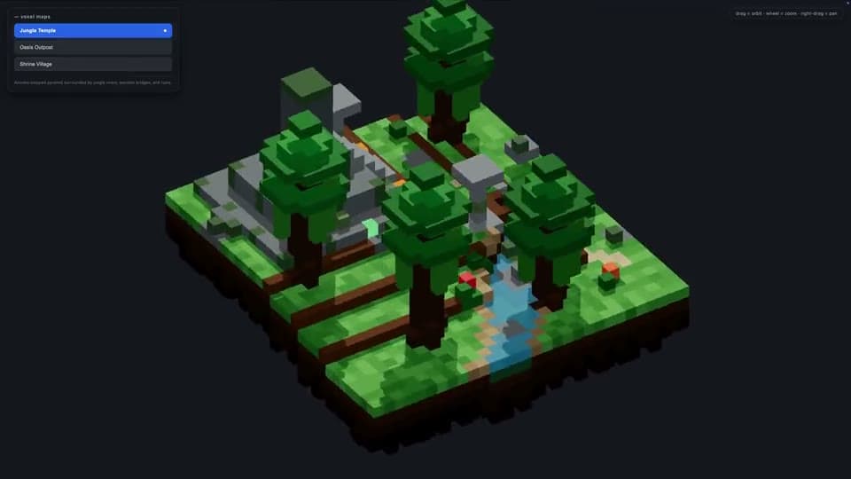 Gemini 3.8 Flash · interactive-voxel-diorama presentation recording poster