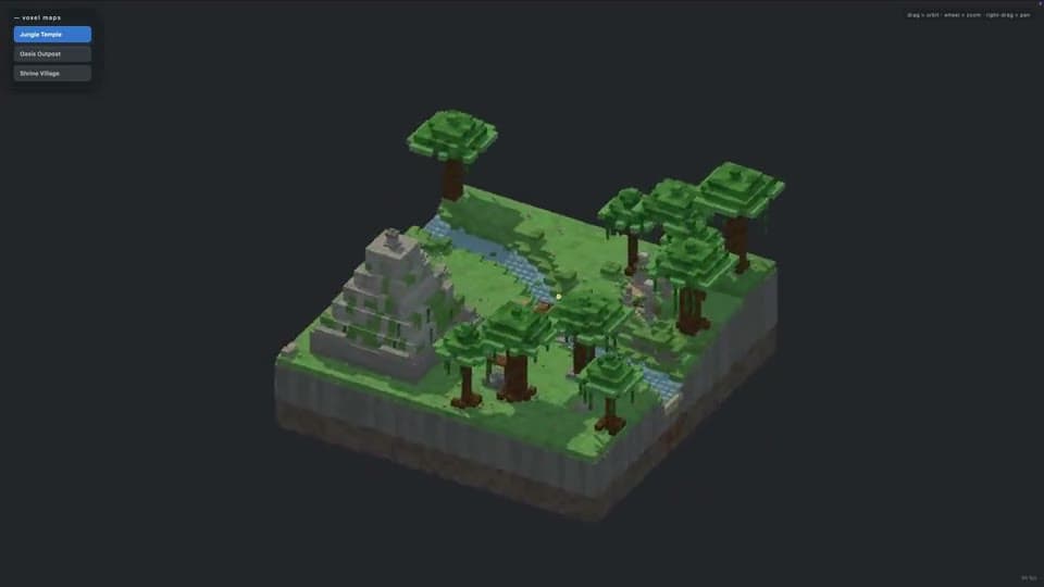 Qwen 3.8 Flash · interactive-voxel-diorama presentation recording poster